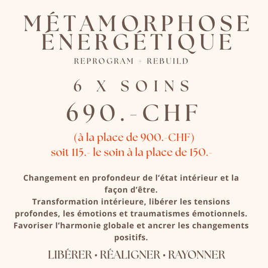 6 x Métamorphose Énergétique (115. - chf le soin) à la place de 150. - Alexandrae Healing